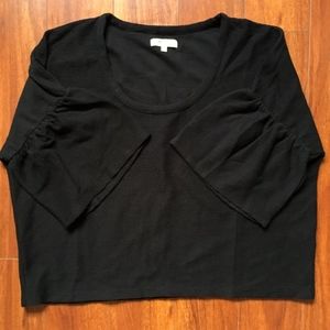 Madewell Black Bell Sleeve Crop Top Shirt Large